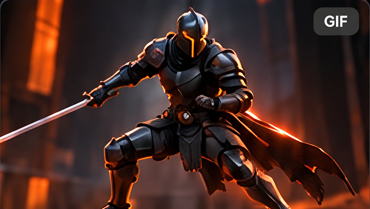 Armored knight in a combat stance